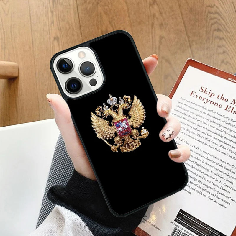 Russia Flag national emblem Phone Case cover For iPhone 17 Air 14 13 15 16 16e Pro Max Coque 12 11 Pro Max For Apple PLUS