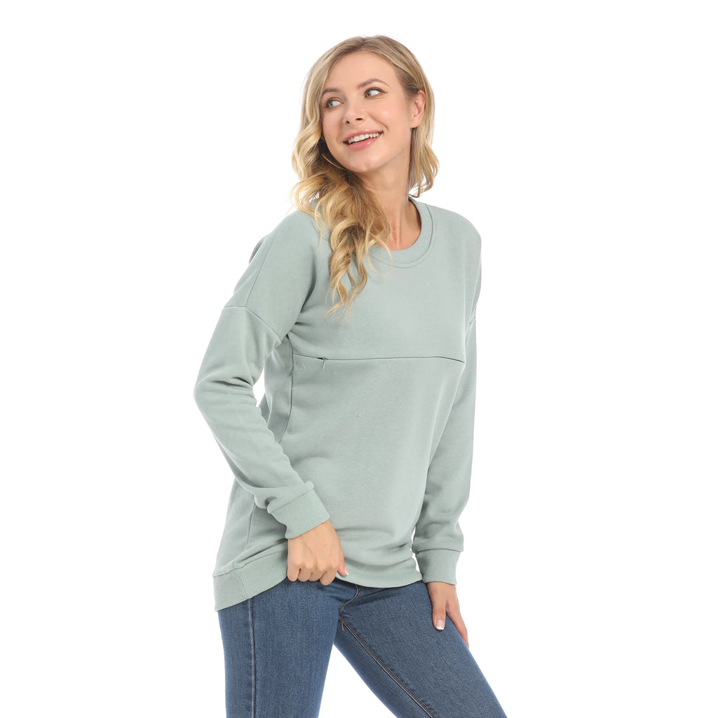 Big Size Autumn Winter Maternity Clothes Hoodies Cotton Long Sleeve Nursing Top Breastfeeding Clothes Sweater for Pregnant Women