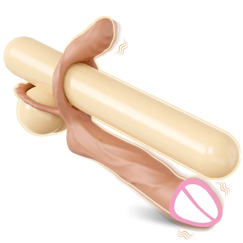 Double Penetration Cock Ring Anal Plug Dildo Vibrating Butt Plug Vibrator For Men Strap On Penis Erotic Sex Toys For Couples