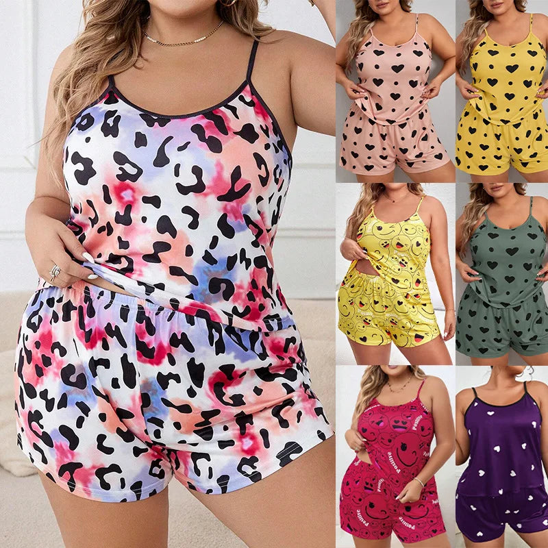 Big Size Summer Pajamas Plus Size Women Pijama Set Sexy Women Sleeveless Sleepwear Woman Women's Sleep Lounge Underwear