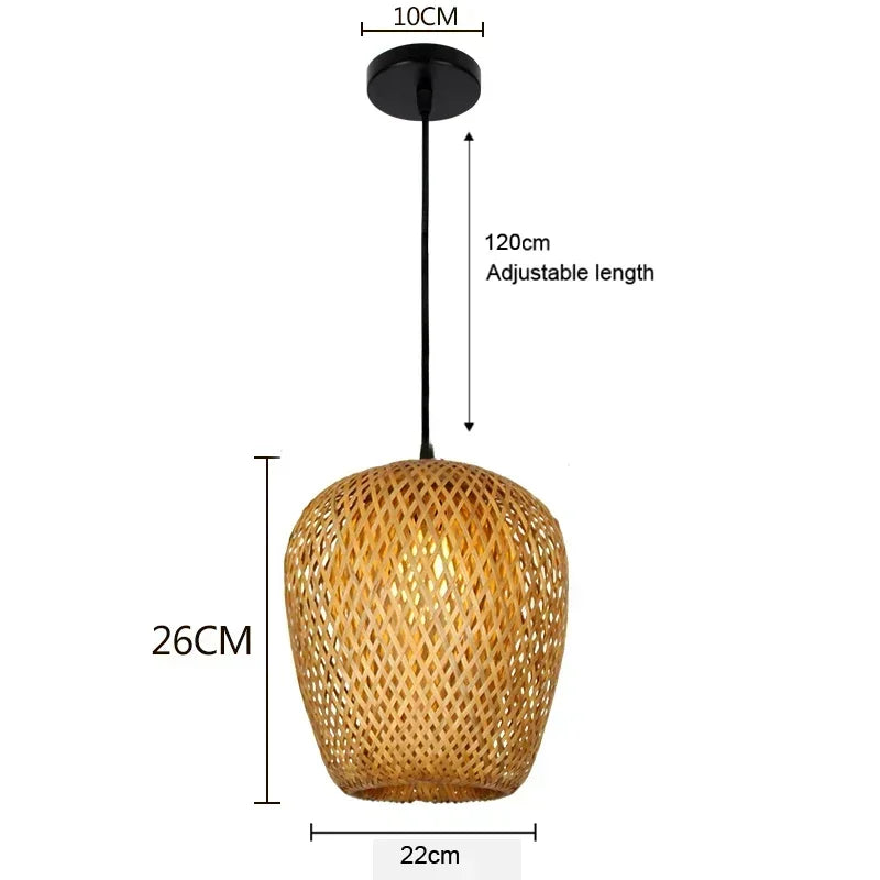 Bamboo Hanging Lamp Pendant Ceiling Light Rattan Wicker Lustre Hand Knit Braiding Suspended Home Dining люстра потол