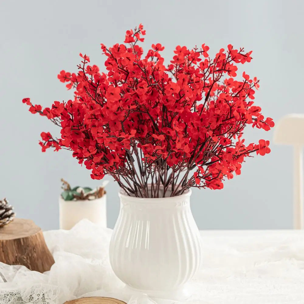 Artificial Flower Silk Gypsophila Peach Home Room Table Outdoor Garden Wedding Bridal Bouquet Festival Party DIY Gift Decoration