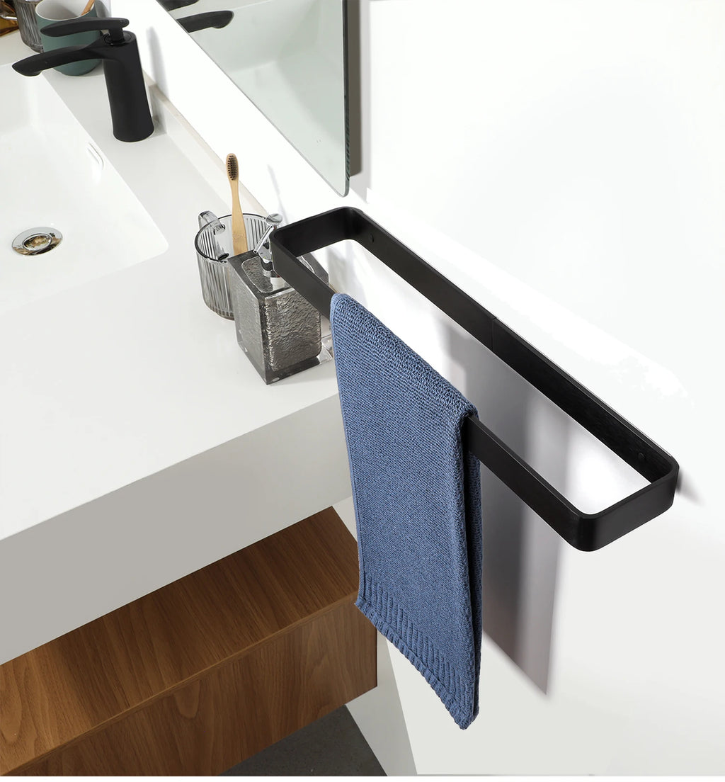 Bathroom Towel Rack Towel Holder 20/30/40CM Black Towel Bar No drill Wall Mount Stainless Steel Kitchen Cabinet Storage
