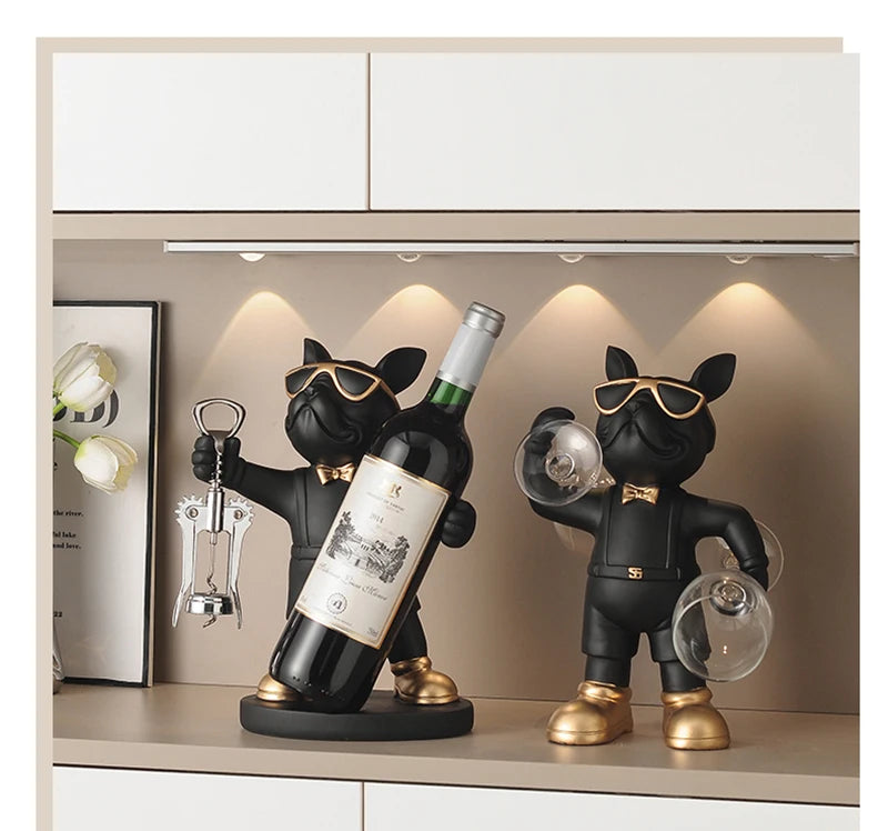 French Bulldog Wine Holder Resin Wine Racks Countertop Wine Stand Wine Bottle Holder Wine Bottle Rack Home Office Decor