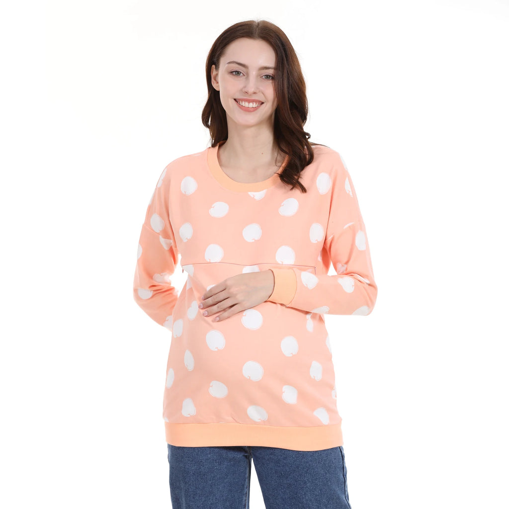 Big Size Autumn Winter Maternity Clothes Hoodies Cotton Long Sleeve Nursing Top Breastfeeding Clothes Sweater for Pregnant Women