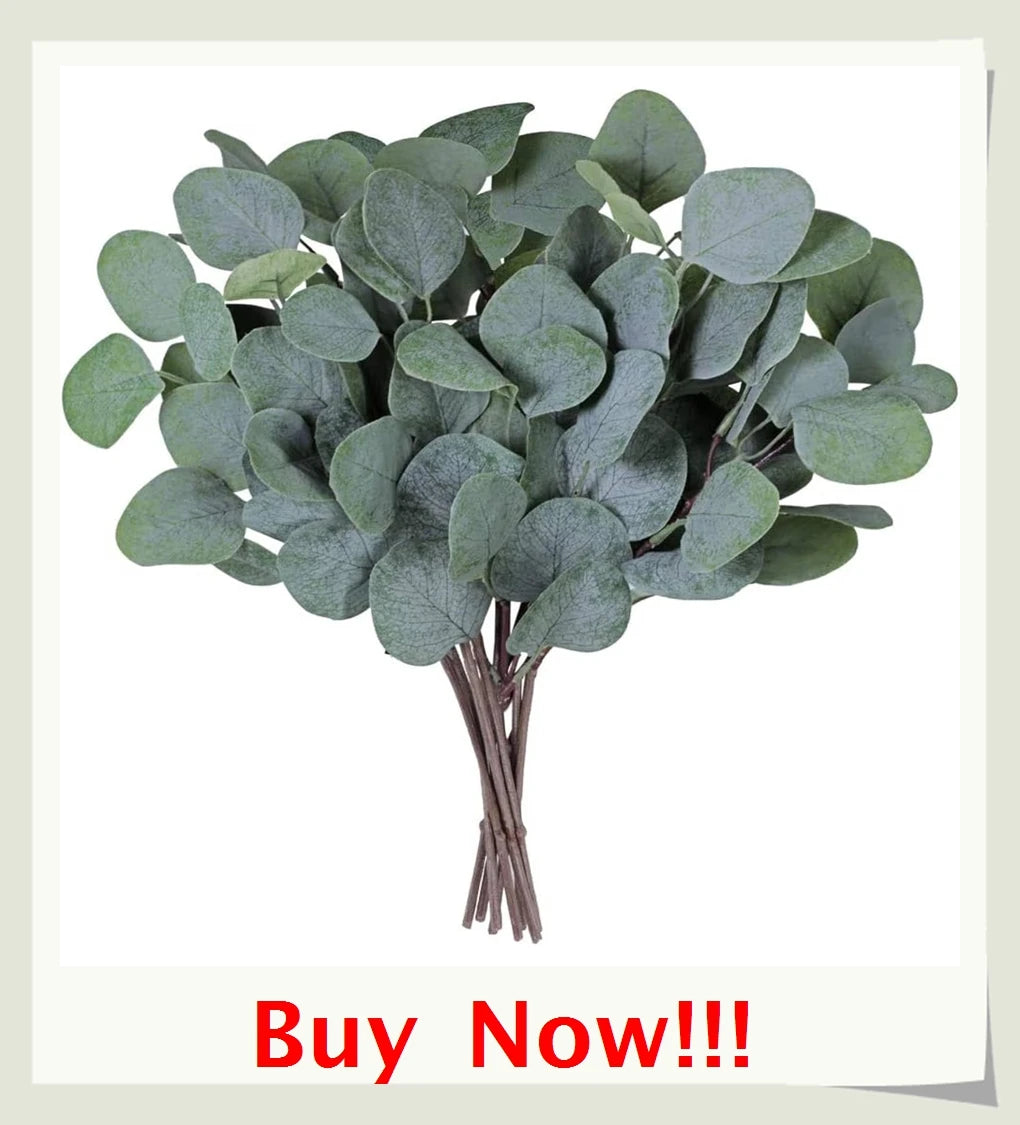 Artificial Flowers Vase For Home Decor Outdoor Garden Valentine Eucalyptus Leaves Fake Plants Wedding Party Silk Roses Bouquet