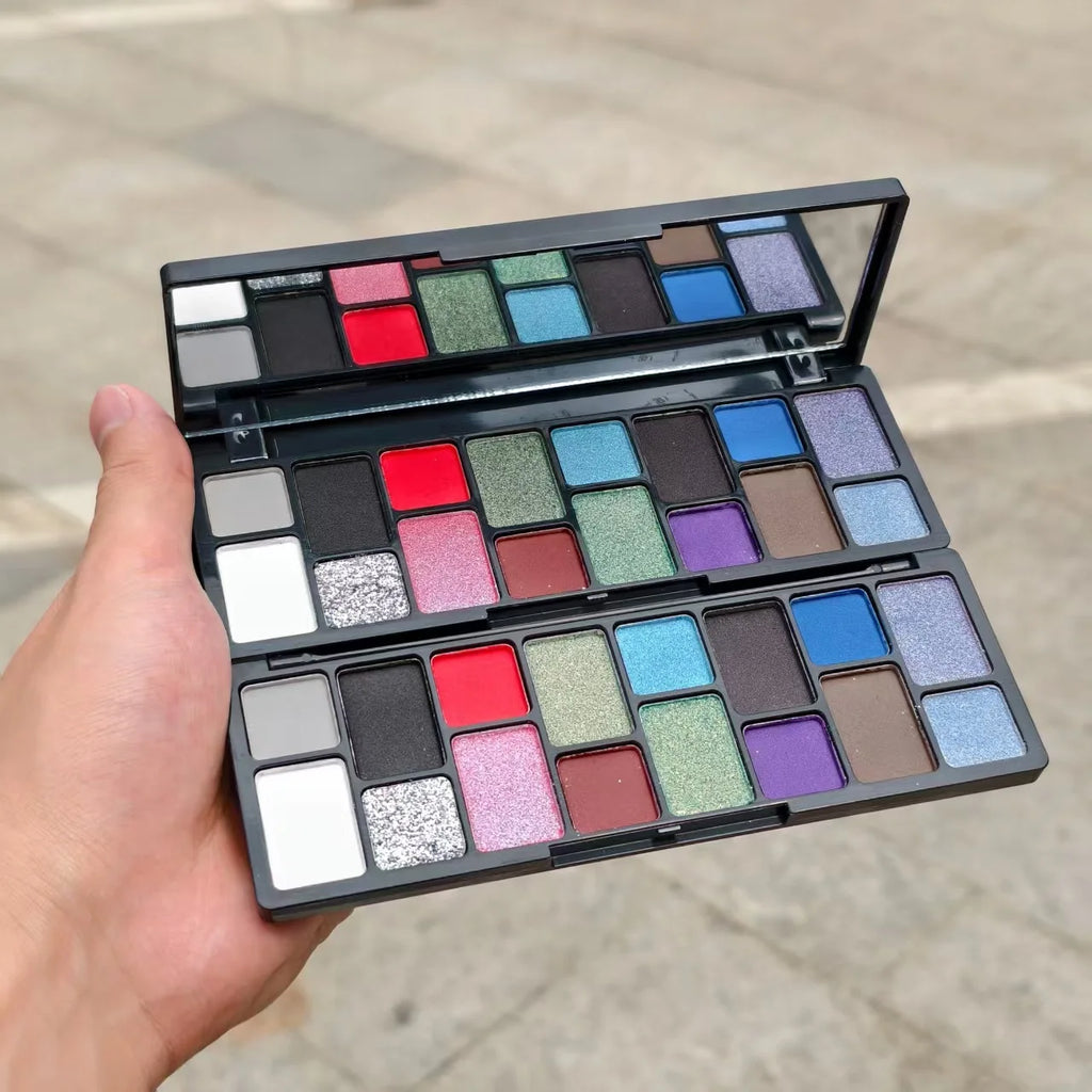 16 Color BLACK Pearl Eyeshadow Palette Waterproof Long-Lasting Diamond Shimmer Sparkling Crystal Eye Makeup Cosmetic CO:03