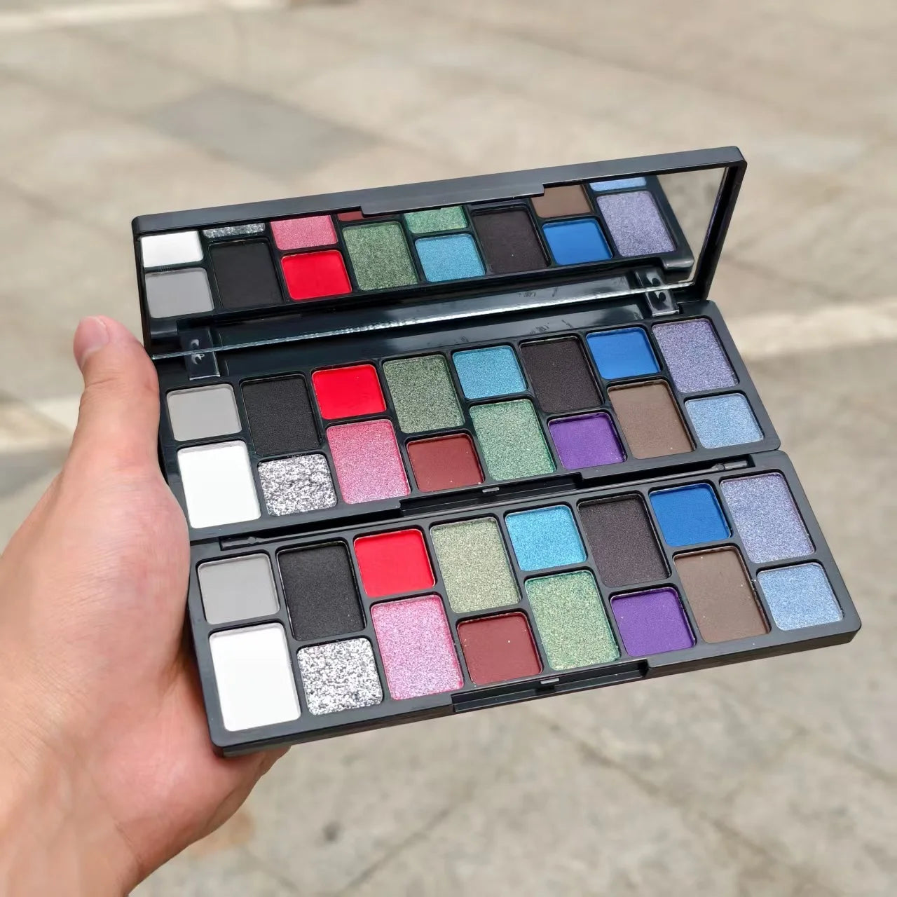 16 Color BLACK Pearl Eyeshadow Palette Waterproof Long-Lasting Diamond Shimmer Sparkling Crystal Eye Makeup Cosmetic CO:03