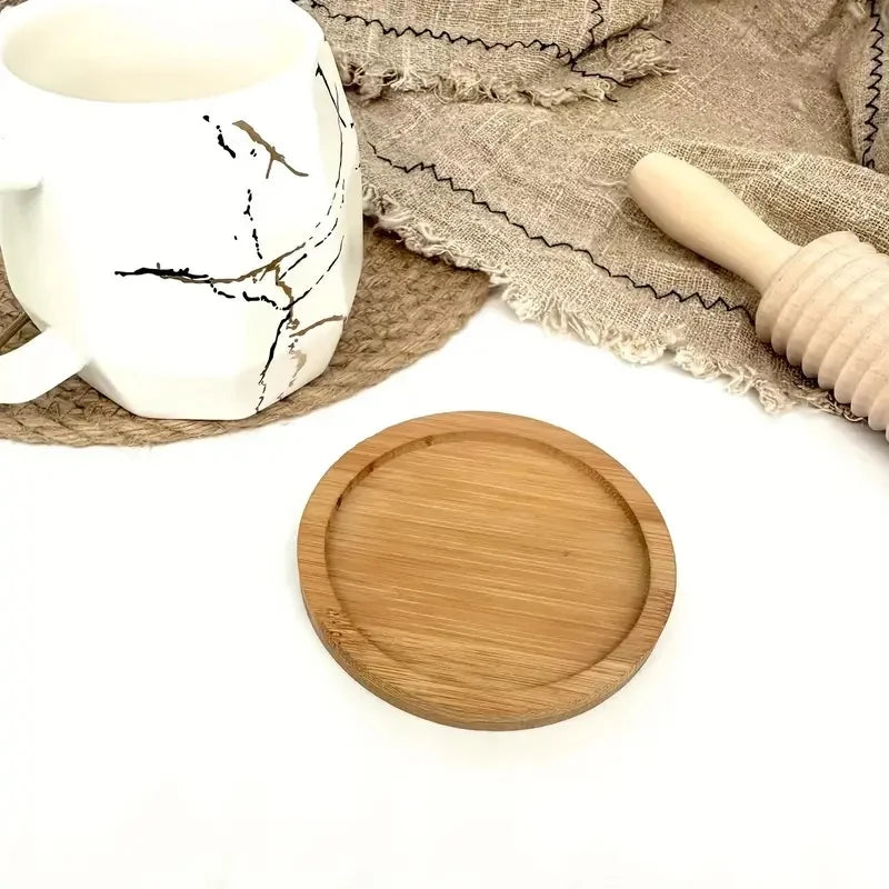 7Style Bamboo Cup Mat Geometry Shaped Tea Coffee Mug Drinks Holder Table Decor AntiFade Tabletop Protection Kitchen Home Coaster