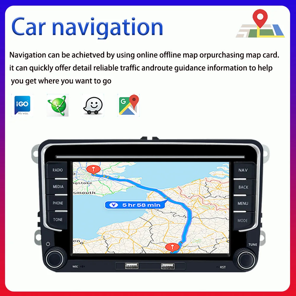 Android 13 7 inch Car Radio Multimedia Player For VW Golf 5 6/Polo 6R Carplay GPS BT WIFI Wireless CarPlay Android Auto