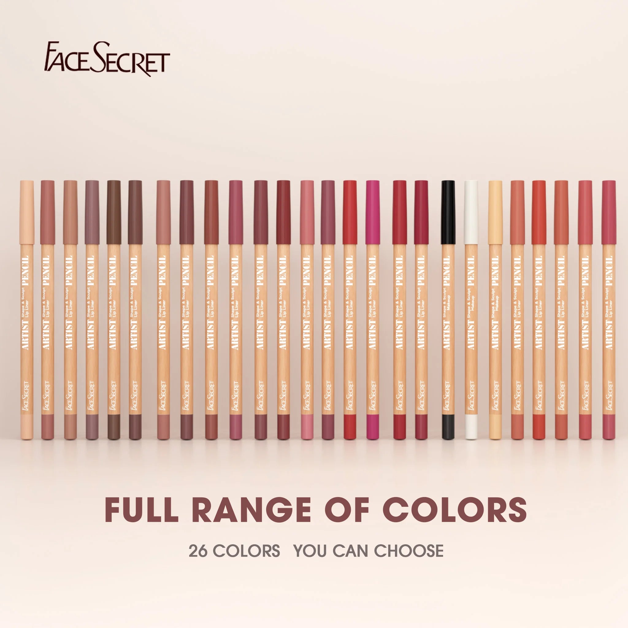 Face Secret Artist Shape Sculpt Lip Liner Pencil Set, Weightless Precise Liner with Super Soft Blendable Texture Matte Soft