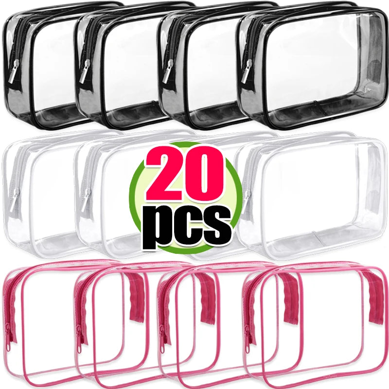 1/20pcs Transparent PVC Storage Travel Organizer Clear Makeup Bag Beautician Cosmetic Bag Beauty Case Toiletry Bag Wash Bags