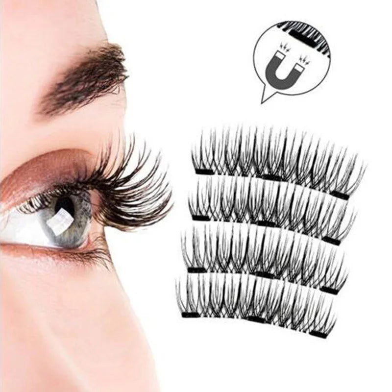 3D Magnetic Eyelashes Natural Soft Reusable Easy To Wear Eyelash Extension Beauty Makeup Tool faux mink false eyelashes & mirror