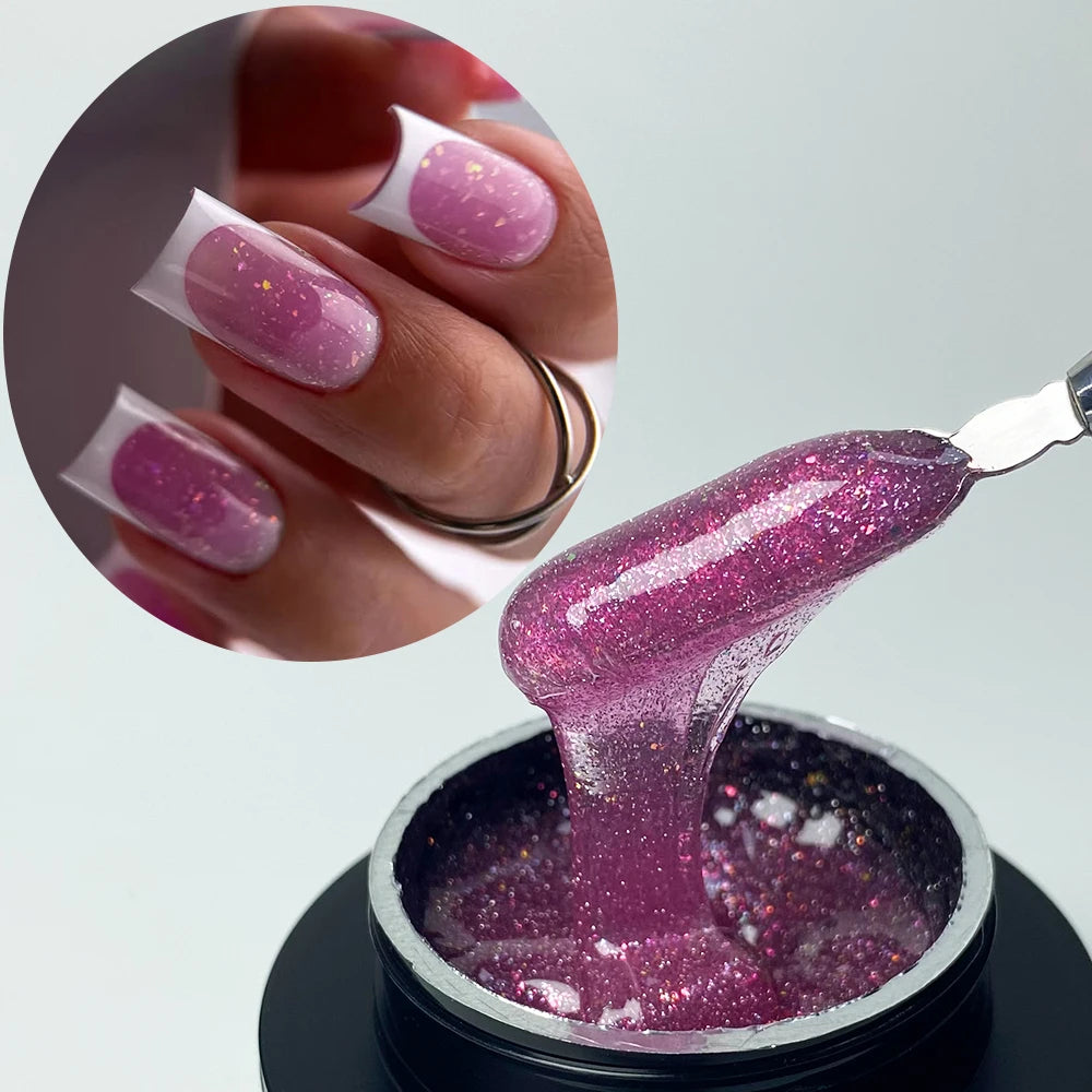 Jillnails 50g Self Leveling Medium Gel 50ml Milky Pink  White Gel Builder for Nails Extension Nail Building