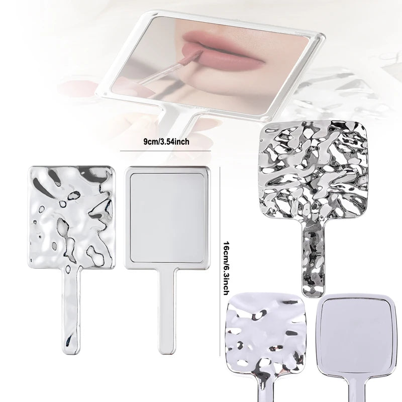 Square Handheld Makeup Mirror Liquid Shape Vanity Mirror With Handle Hand Mirror Spa Salon Compact Mirrors For Eyelash Extension
