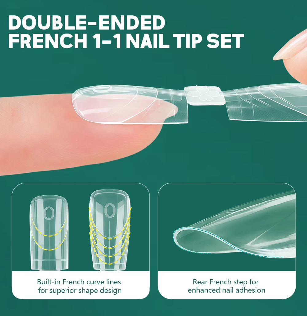 Nailpop 150pcs Dual Nail Forms Square Coffin Reusable Extension Molds Gel Builder Tips 15 Sizes Double Ended Pro Salon Nail Art