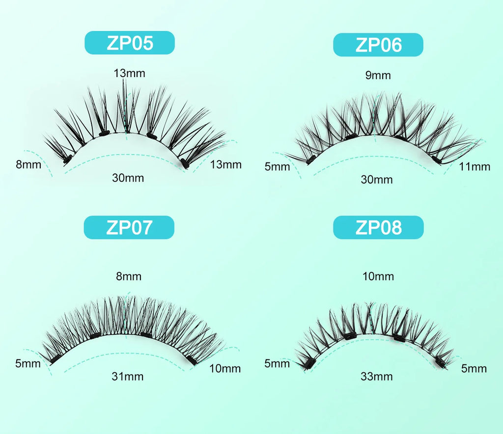 Magnetic Fake Eyelashes Set Reusable 3D Glue-free Waterproof Natural False Eyelashes With Travel-friendly Applicator