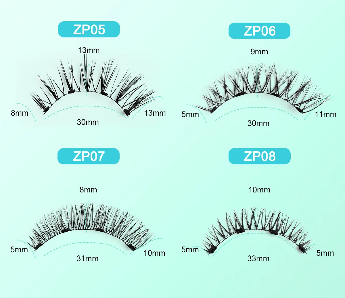 Magnetic Fake Eyelashes Set Reusable 3D Glue-free Waterproof Natural False Eyelashes With Travel-friendly Applicator