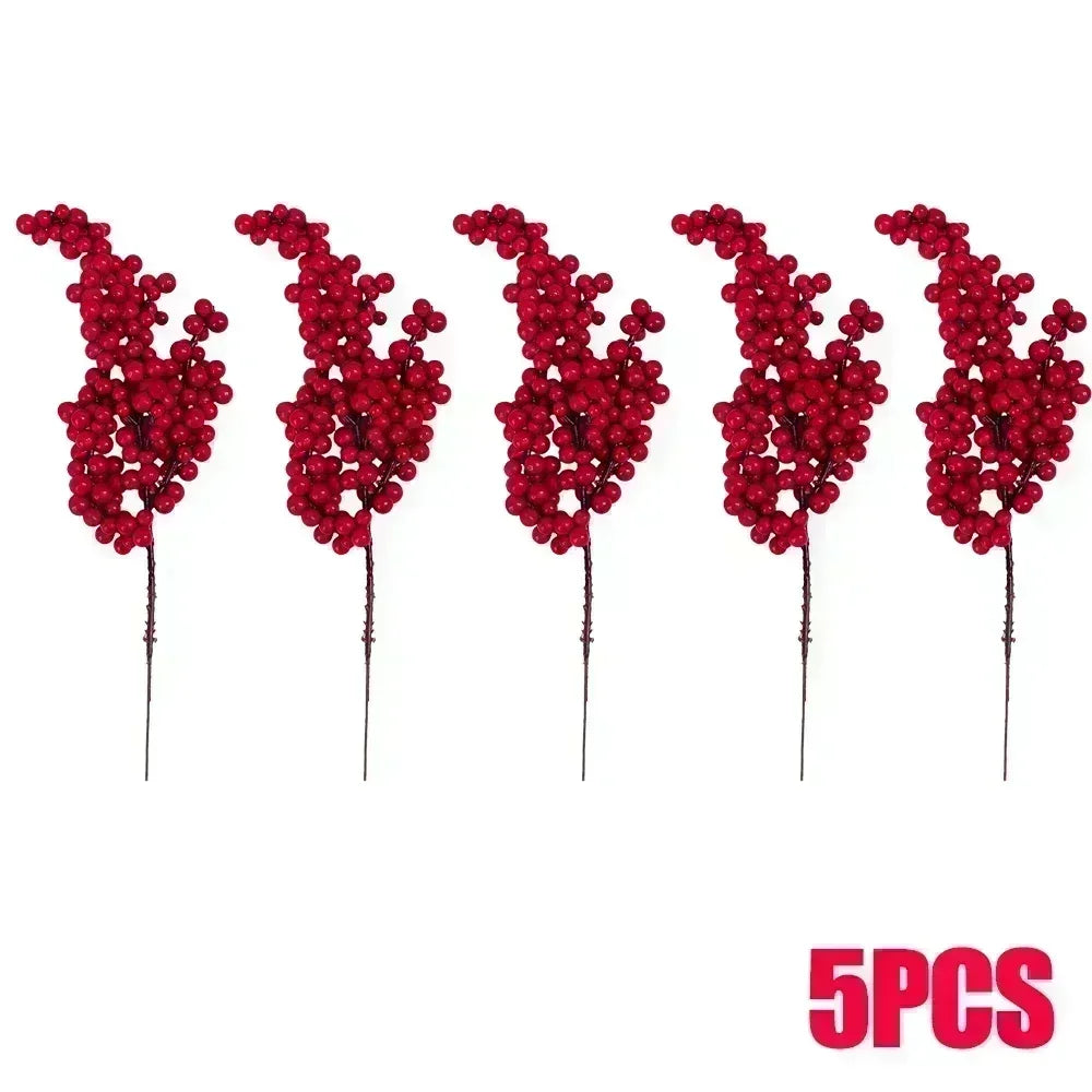 1/20PCS Artificial Berries Christmas Decoration Red Berry Branches for Xmas Tree Party Home Table Ornaments Fruit Wreath Decor