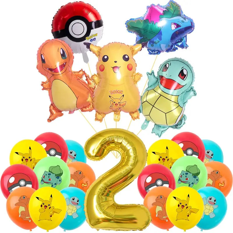 Pokemon Theme Birthday Party Decoration Supplies Cartoon Pokemon Go Tableware Cups Plates Pikachu Balloon For Baby Shower Favors