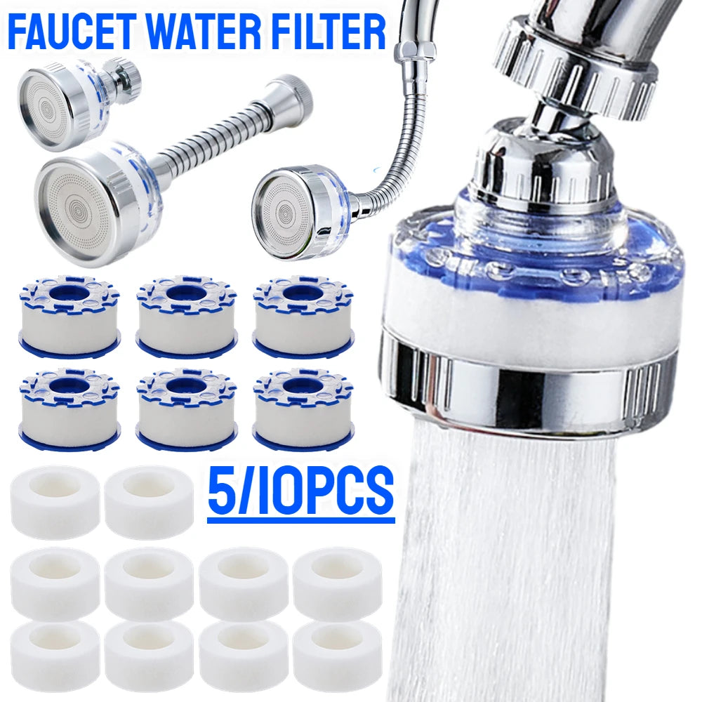 Kitchen Faucet Water Filter Pressurized Sink Filter Water Purifier 360° Tap Splash Proof Faucet Aerator Extender for Bathroom