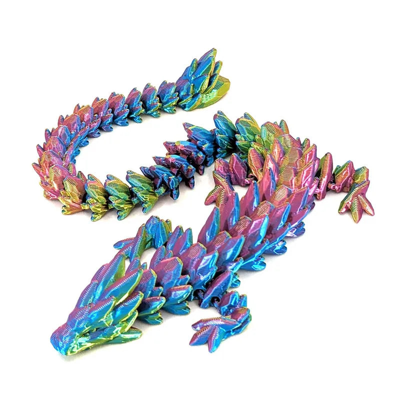 1Pc 3D Printed Gemstone Dragon Figurine-Iridescent Plastic Desk Decor, Ideal for Bedroom & Office, Perfect Gift for Christmas