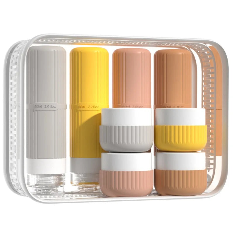 8PCS SiliconeTravel Bottles Travel-Sized Toiletries Travel Containers Leak-Proof Silicone Squeeze Travel Essentials Cream Jar