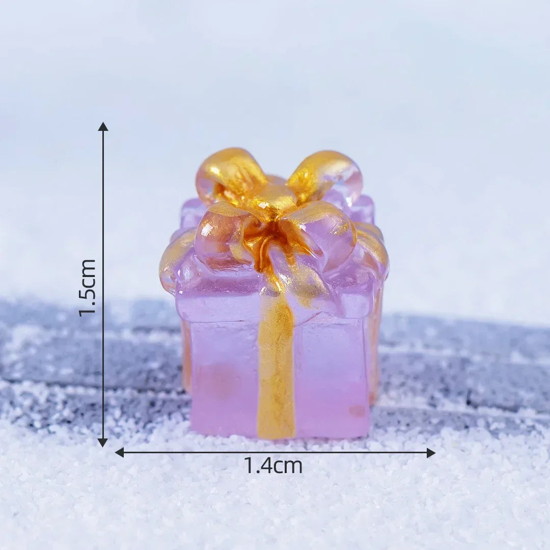 Christmas Luminous Gift Box Figurines DIY Decoration Micro Landscape Xmas Creative Luminous Small Figurines & Miniatures