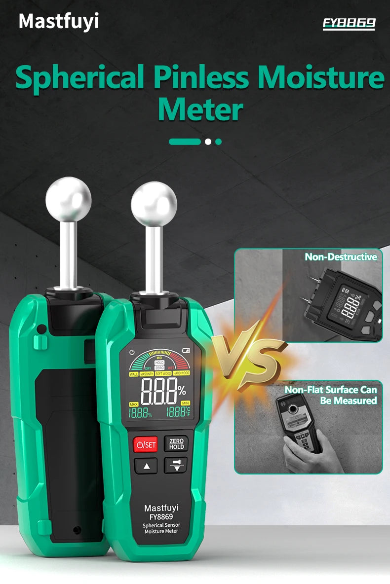 MASTFUYI Pinless Moisture Meter, Water Leak Finder, Non-Invasive Ball Sensor for Wood, Drywall, Flooring in Homes & RVs