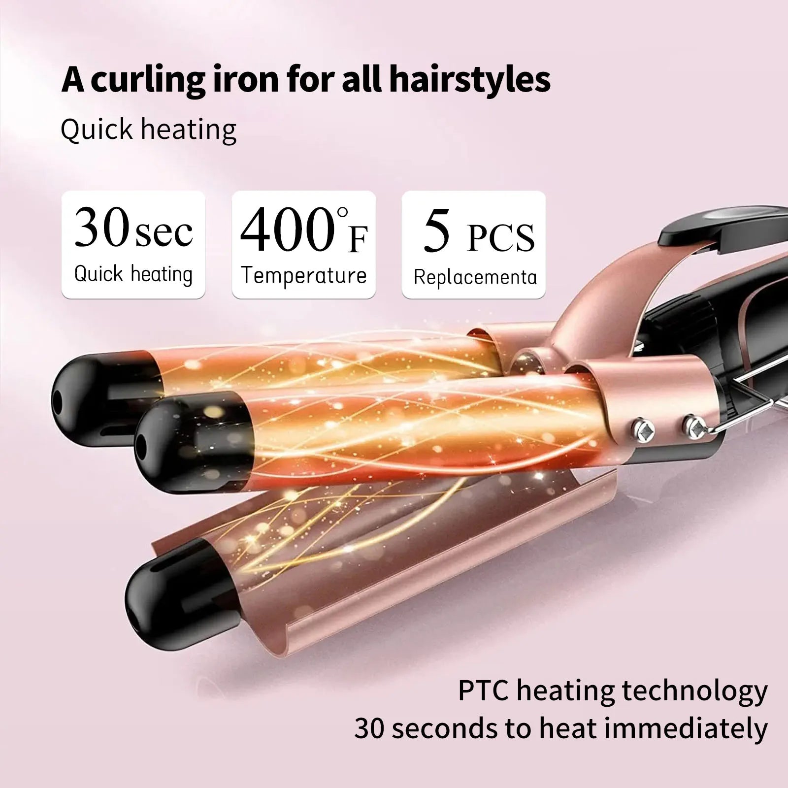 5 in 1 Hair Curlers Set with Curling Brush, 0.35”-1.25” Hair Curler Wand for Hairstyle and Heat Resistant Gloves and Hair Clip