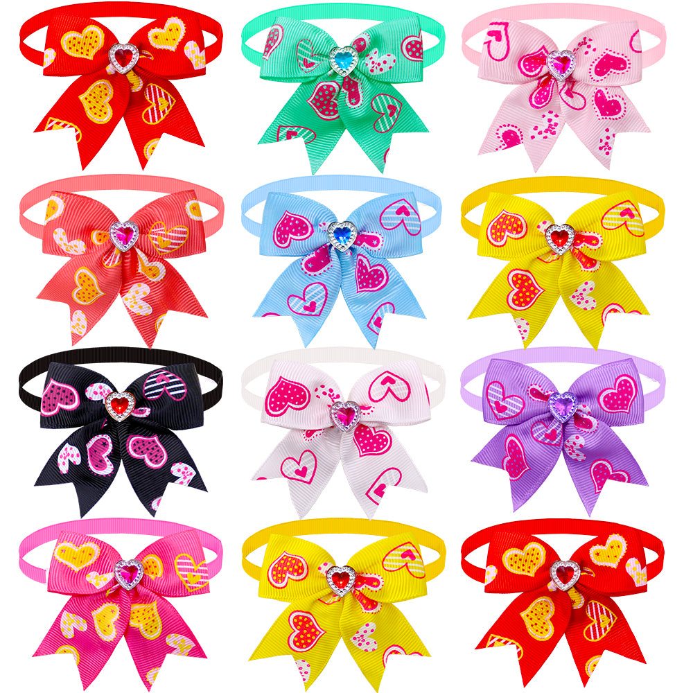 20pcs Dog Bow Tie Love style Pet Supplies Valentine's Day Samll Dog Bowtie Pet Dog Cat Bowties Small Dog Grooming Accessories