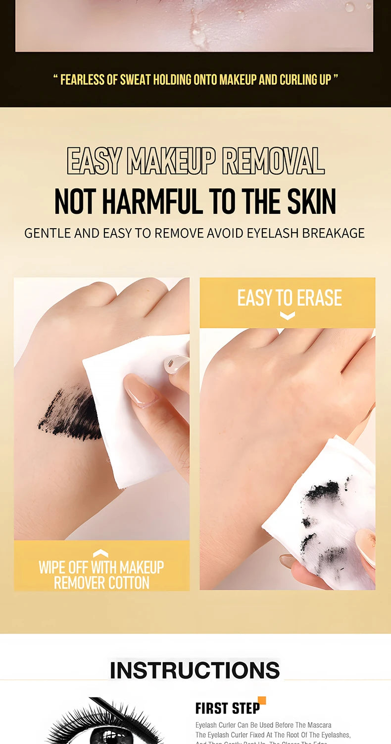 Lengthening Mascara Waterproof Gold Edition Smudge Free Curl Lock Technology All Day Wear Voluminous Lashes