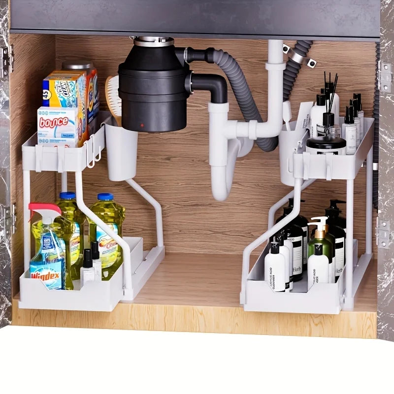 Multi-layer Pull-out Finishing Seasoning Household Kitchen Rack Bathroom Sink Layered Sundries Storage Rack