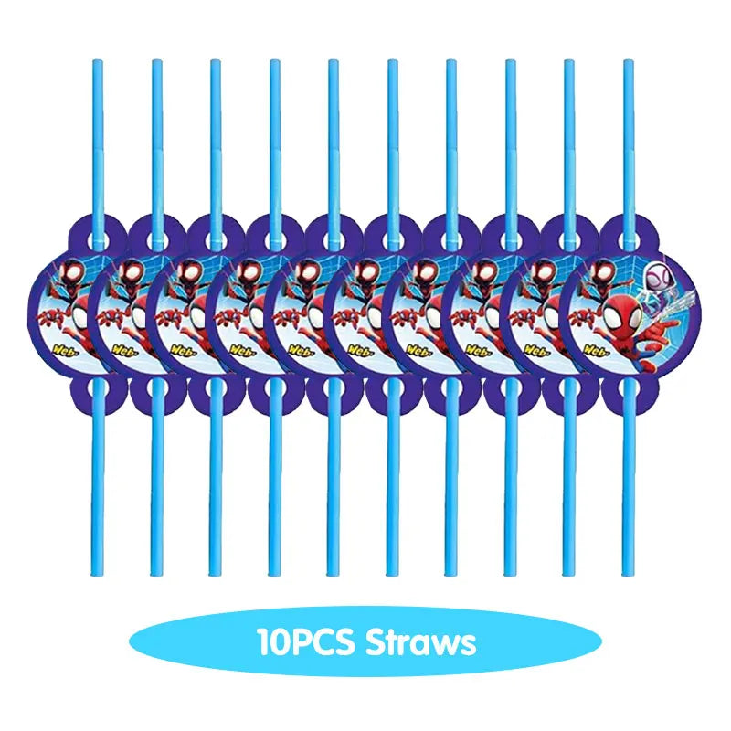 Spidey And His Amazing Friends Birthday Decoration Tableware Supplies Party Paper Cups Plates Tablecloth Banner Balloons For Kid