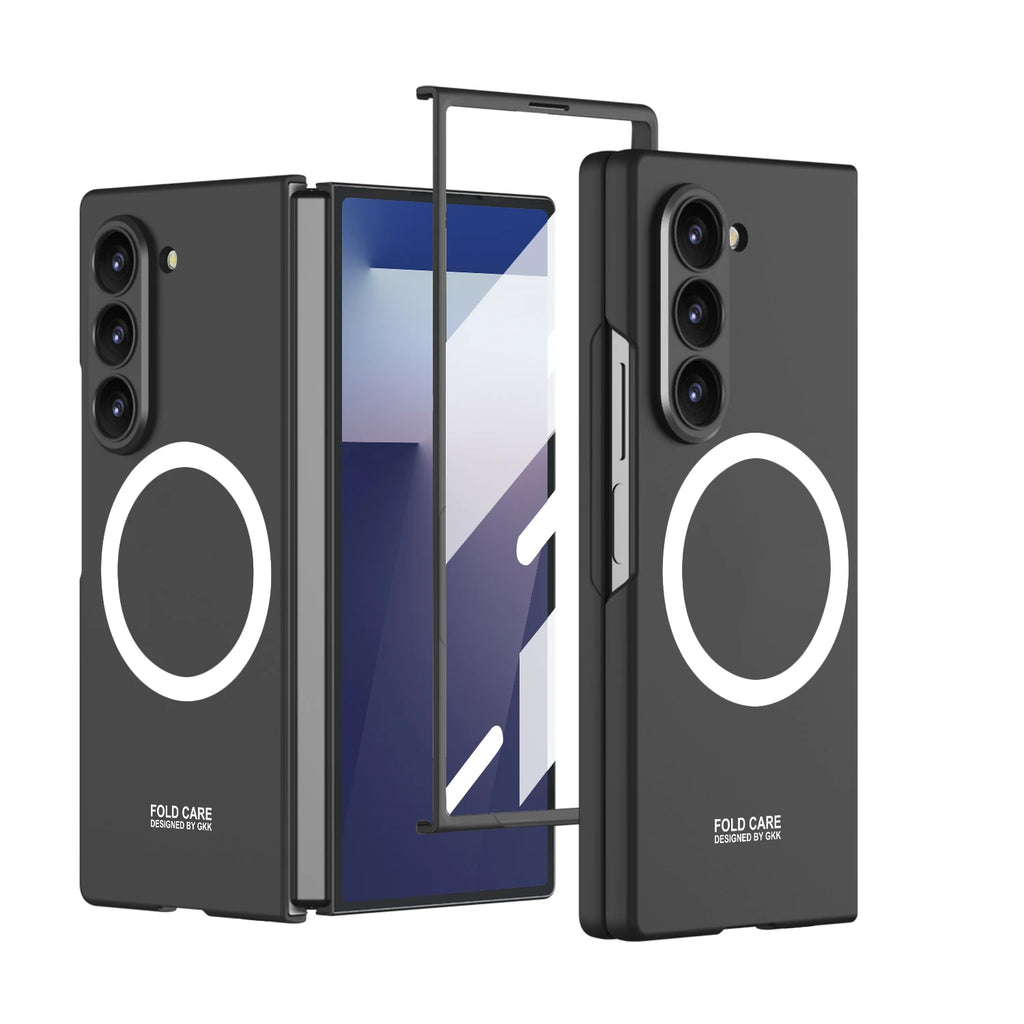 Magnetic Wireless Charging Phone Case For Samsung Galaxy Z Fold 7 6 5 Ultra-thin With Glass Film Z Fold7 Fold6 Protective Cover
