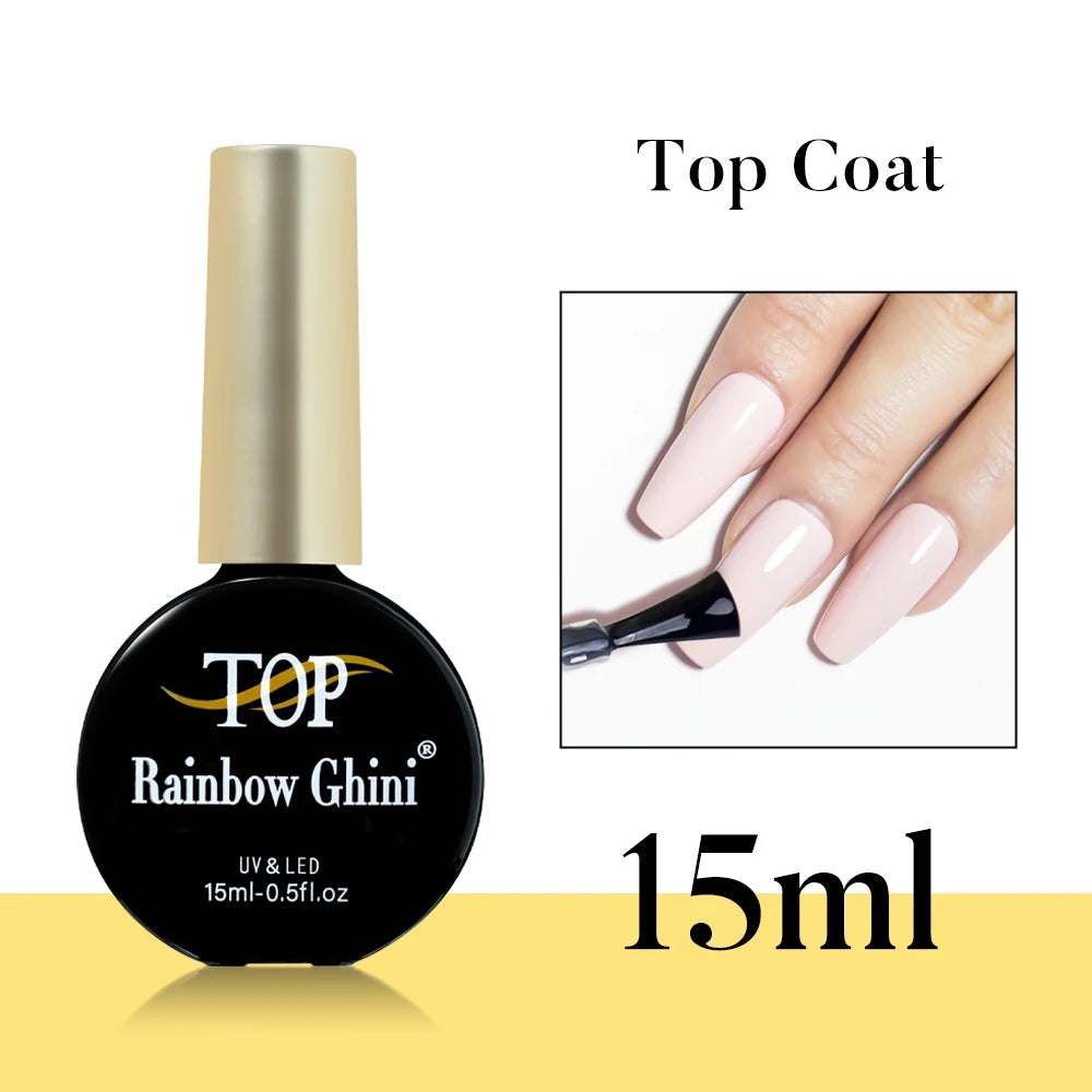 RG HEMA TPO FREE Neon Glitter Gel Nail Polish 15ml Nail Art Manicure Semi Permanent Gel Hybrid Varnishes Top Base Coat UV Nail