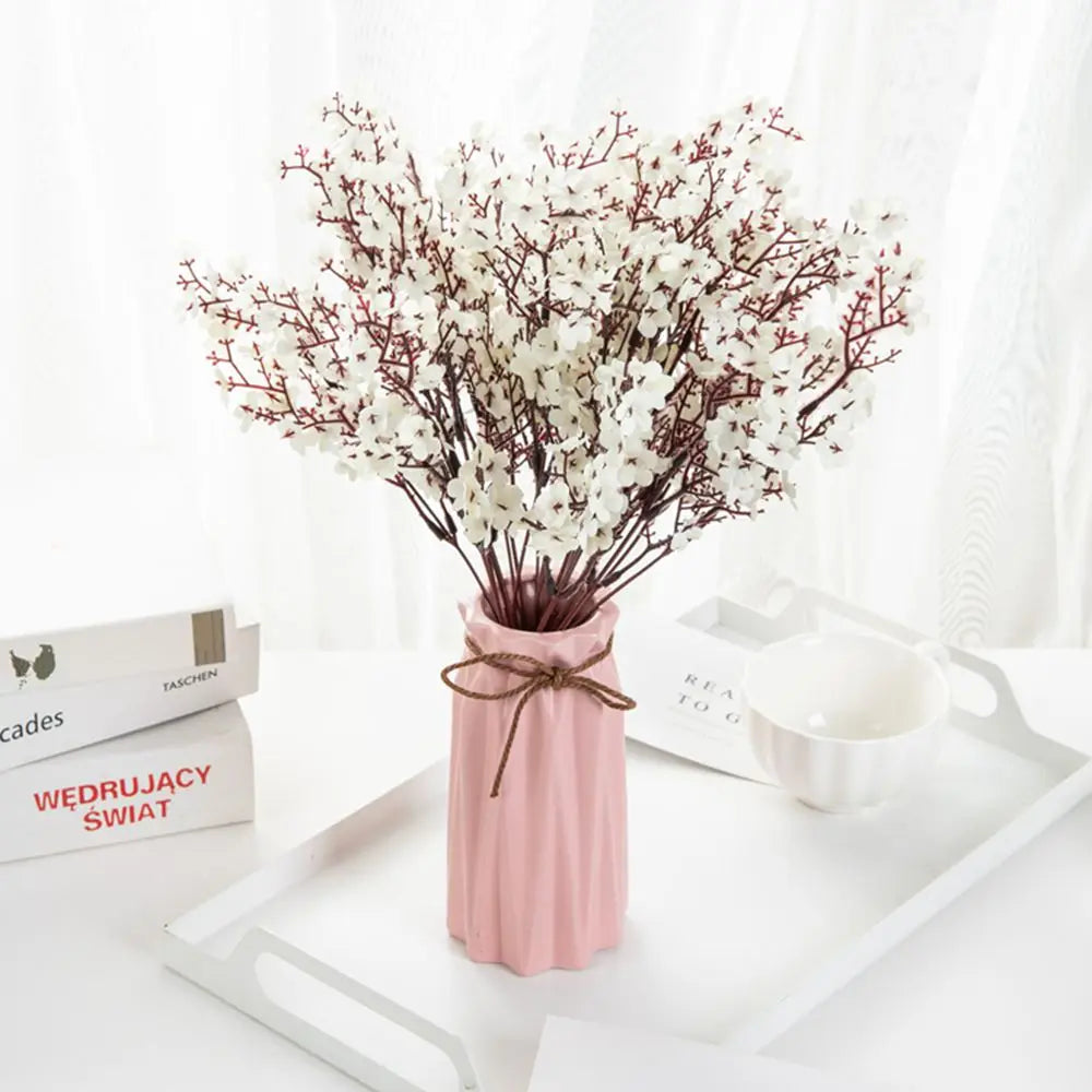Artificial Flower Silk Gypsophila Peach Home Room Table Outdoor Garden Wedding Bridal Bouquet Festival Party DIY Gift Decoration