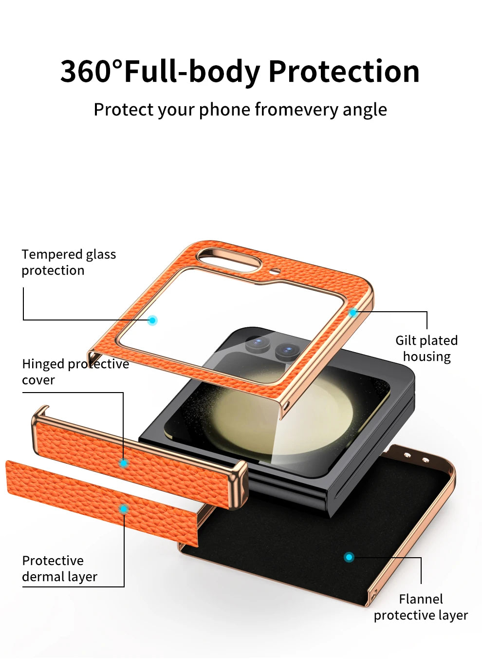 LANGSIDI Brand For samsung Galaxy Z flip 7 FE 6 5 flip7 Luxury Genuine Leather Hinge Protection Case Ultra-Thin Shockproof cover