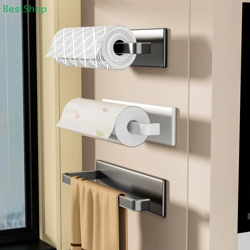 ♥Kitchen Magnetic Paper Towel Holder，No-drill Cabinet Paper Roll Rack And Storage Shelf