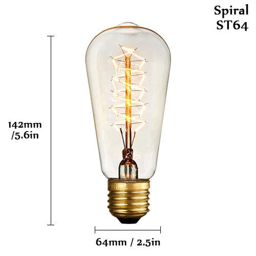 Edison Bulb E27 220V 40W ST64 A19 T45 G80 G95 G125 Incandescent Filament Bulb Lighting Retro Edison Light Bulb