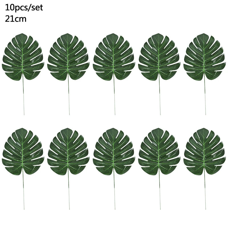 Hawaiian Artificial Tropical Palm Leaves Plant Summer Luau Aloha Jungle Theme Party Decoration Wedding Birthday Home Table Decor