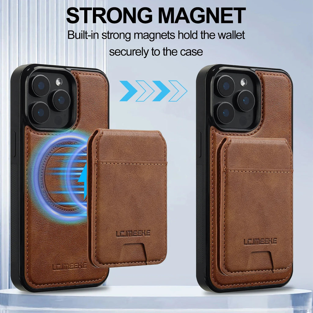 Detachable Magnetic 2 In 1 Leather Case For iPhone 16E 17 1615 14 13 12 11 Pro XS Max Air XR 8 7 Plus SE Card Pocket Phone Cover