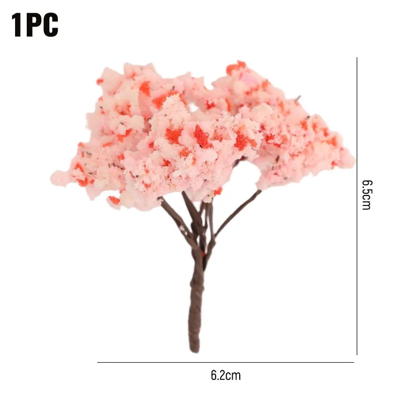DIY Miniature Artificial Landscape Trees Micro Flower Tree Figurines Artificial Scenery Tree Moss Bonsai Ornament Tabletop Decor