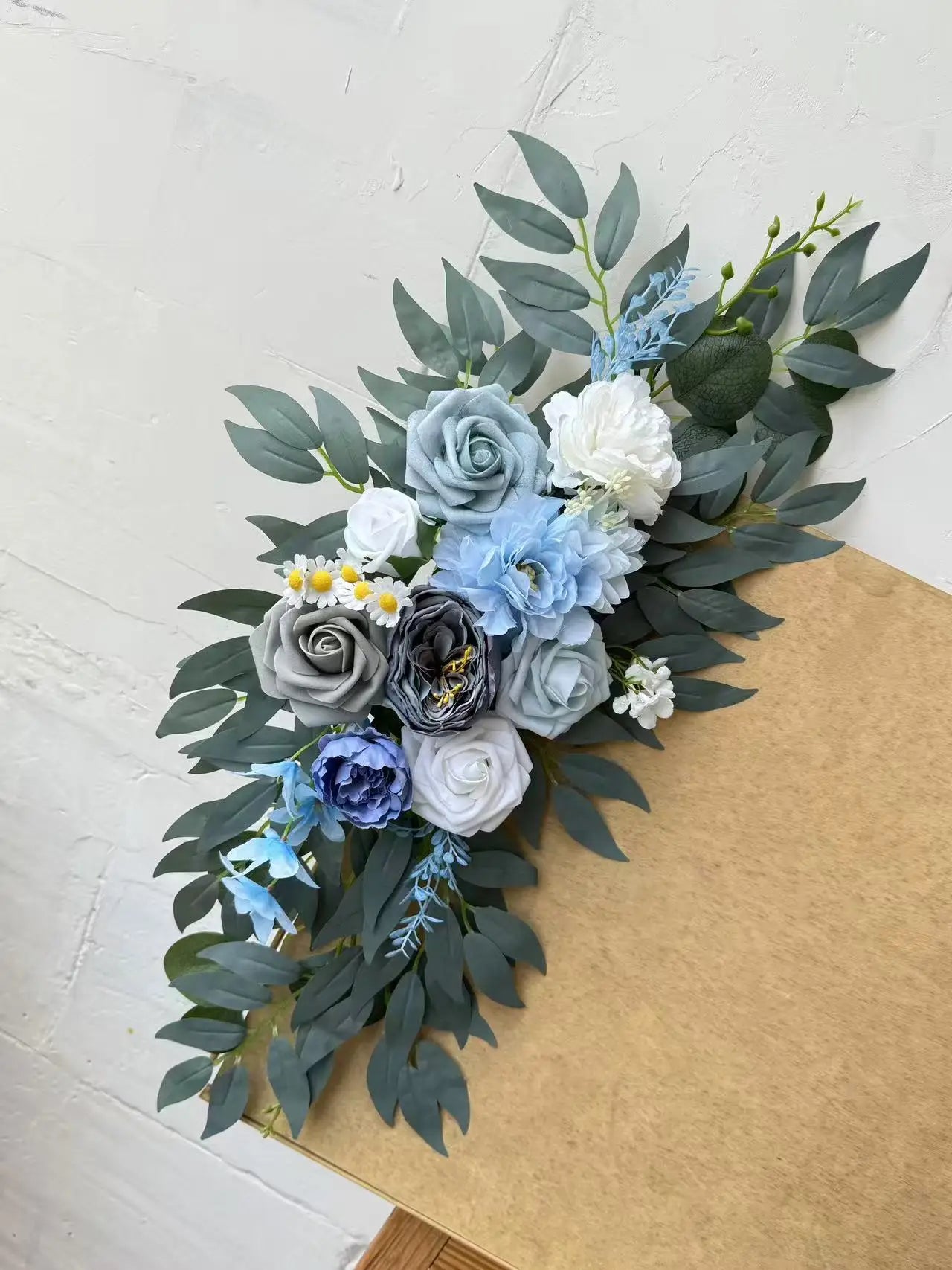 Artificial Wedding Arch Flowers Kit Boho Dusty Rose Blue Eucalyptus Garland Drapes for Wedding Decorations Welcome Sign
