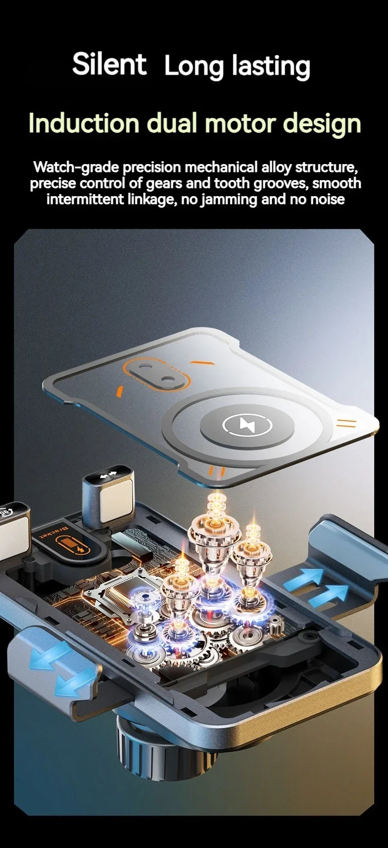 Auto-Clamping RGB Light Car Wireless Charger Phone Holder Stand Touching 360 Rotation Fast Charging Bracket For iPhone Samsung