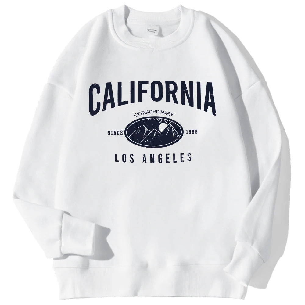 New York California Malibu Letter Sweatshirts Winter Women Casual Loose Hoodie Fleece Warm Crewneck Pullover Comfortable Clothes
