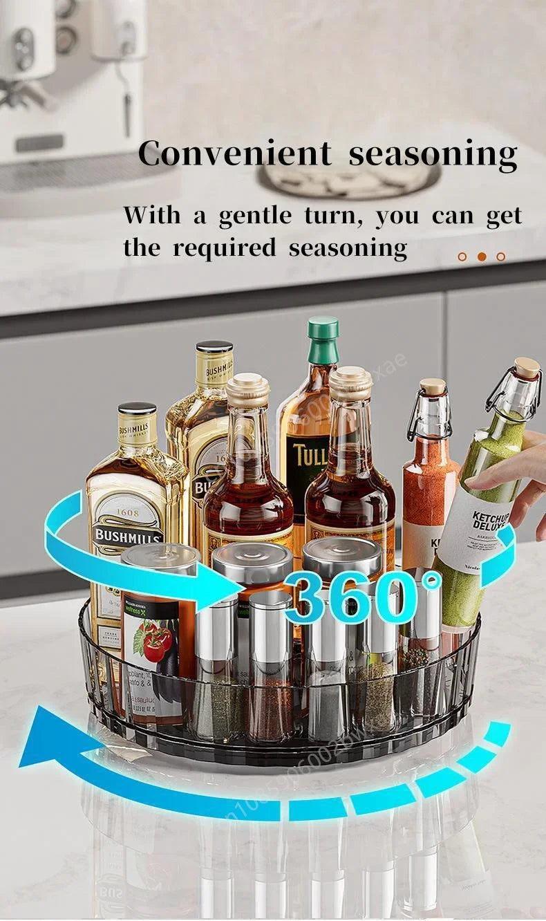 360 Rotating Tray Spice Rack Pantry Cabinet Turntable With Base Storage Bin Kitchen Organizer For Seasoning Cosmetic Storage Box