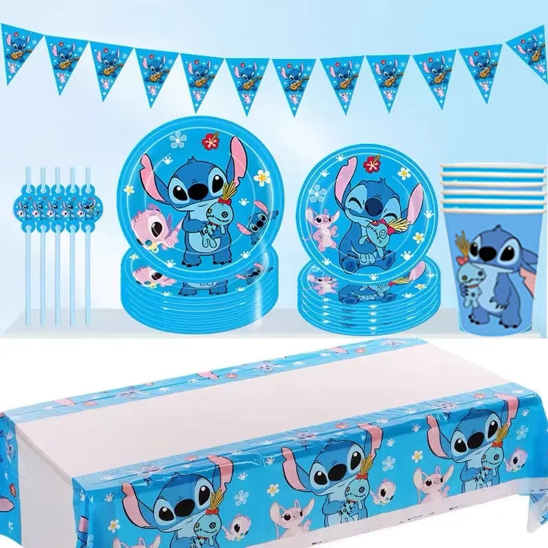 Disney Stitch Birthday Party Decoration Tableware Balloon Cup Plate Banner Backdrop Lilo And Stitch Theme Party Supplies Favors