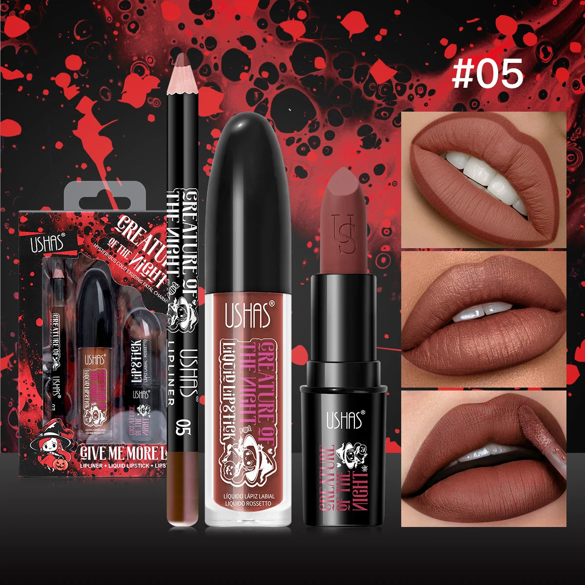 Velvet Matte Lipstick Long Lasting Set Waterproof Lip Gloss Non Transfer High Color Intensity Combo Makeup Liner Halloween