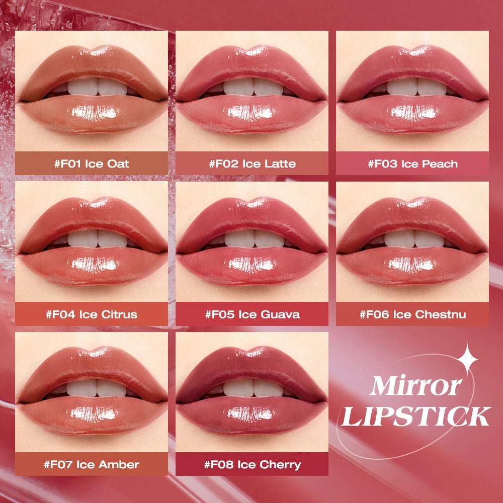 O.TWO.O Glossy Lipstick Lip Tint Mirror Ice-film 24h Moisturize Nourish Smooth Non-Sticky 3D Glossy Lip Glaze Lipstick Makeup